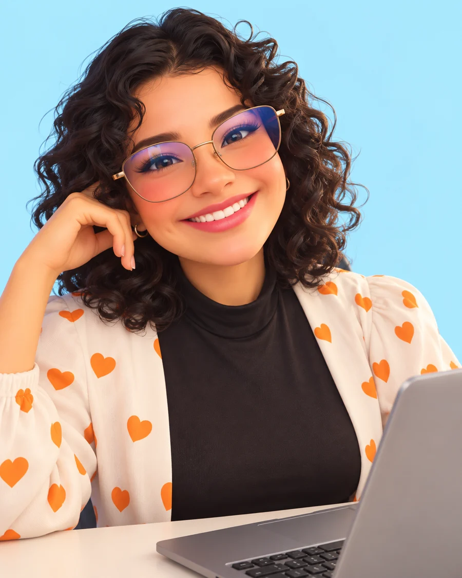 Karla Niño, fundadora de Koru Studio, trabajando en su computador