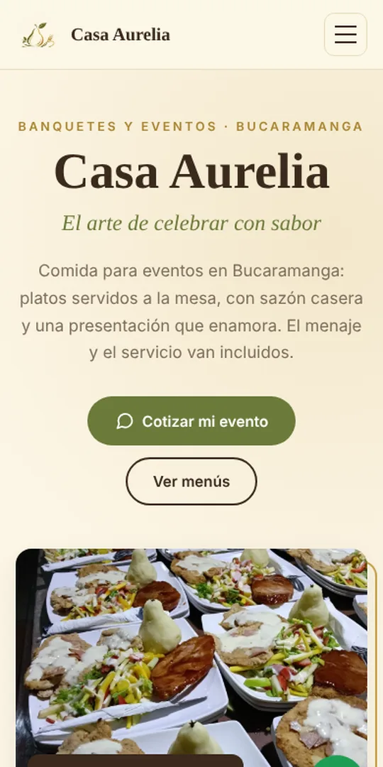 Página de Casa Aurelia en celular