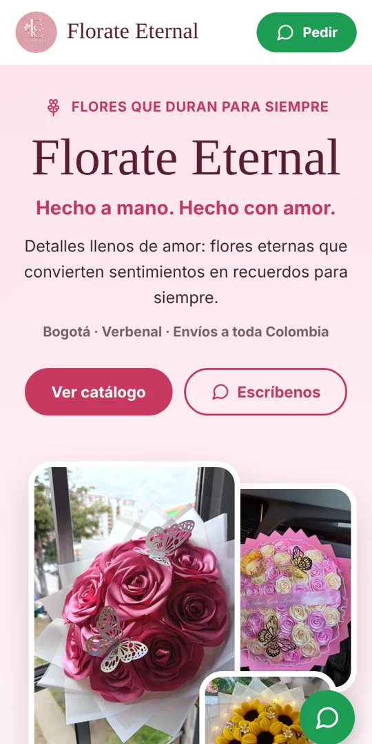Página de Florate Eternal en celular